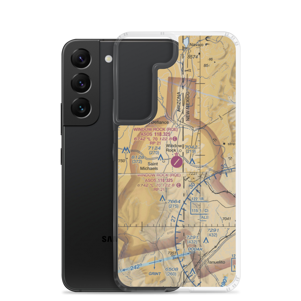 Window Rock Airport (RQE) VFR Sectional Samsung Case Samsung Galaxy S22 model shown