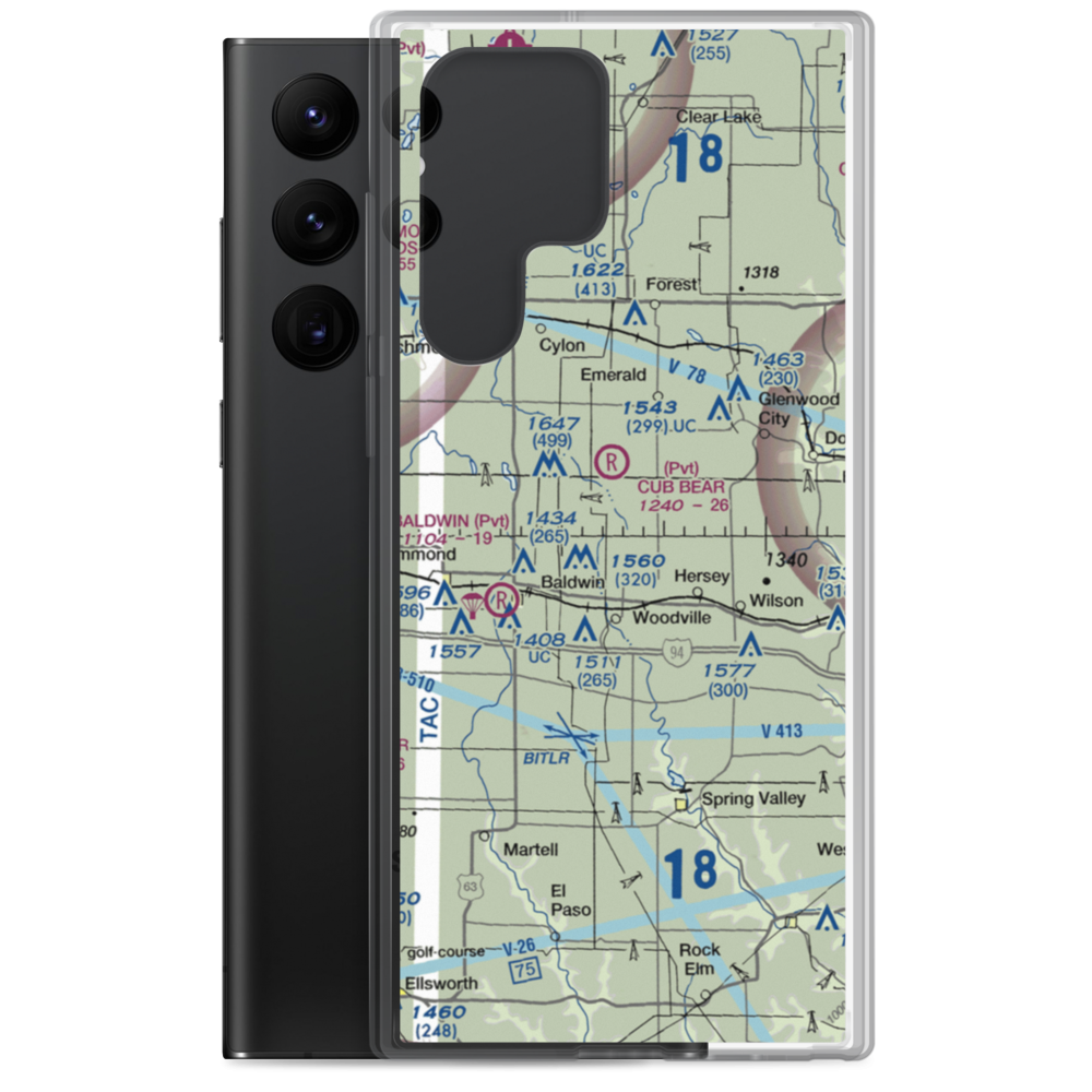 Windsong Farm Airport (45WI) VFR Sectional Samsung Case Samsung Galaxy S22 Ultra model shown