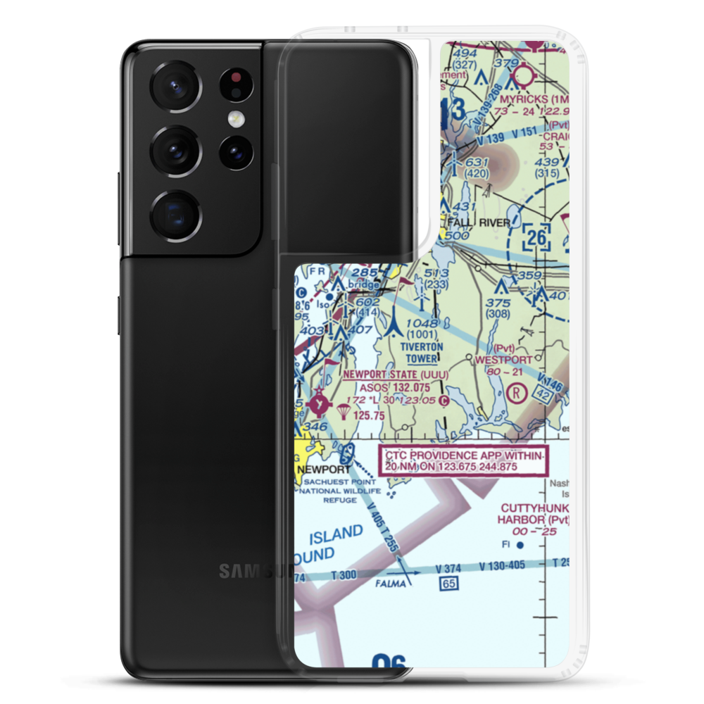 Wing-Over Farm Airport (RI07) VFR Sectional Samsung Case Samsung Galaxy S21 Ultra model shown