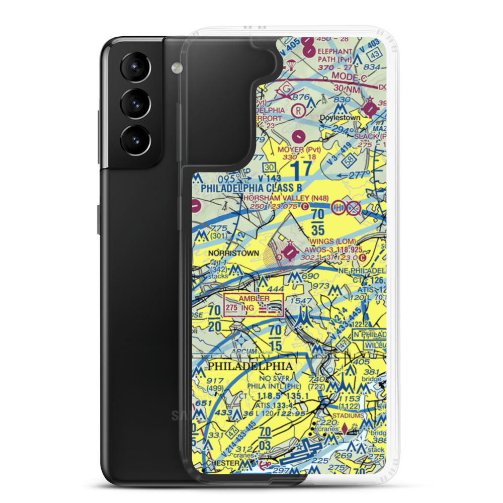 Wings Field (LOM) VFR Sectional Samsung Case Samsung Galaxy S21 Plus model shown