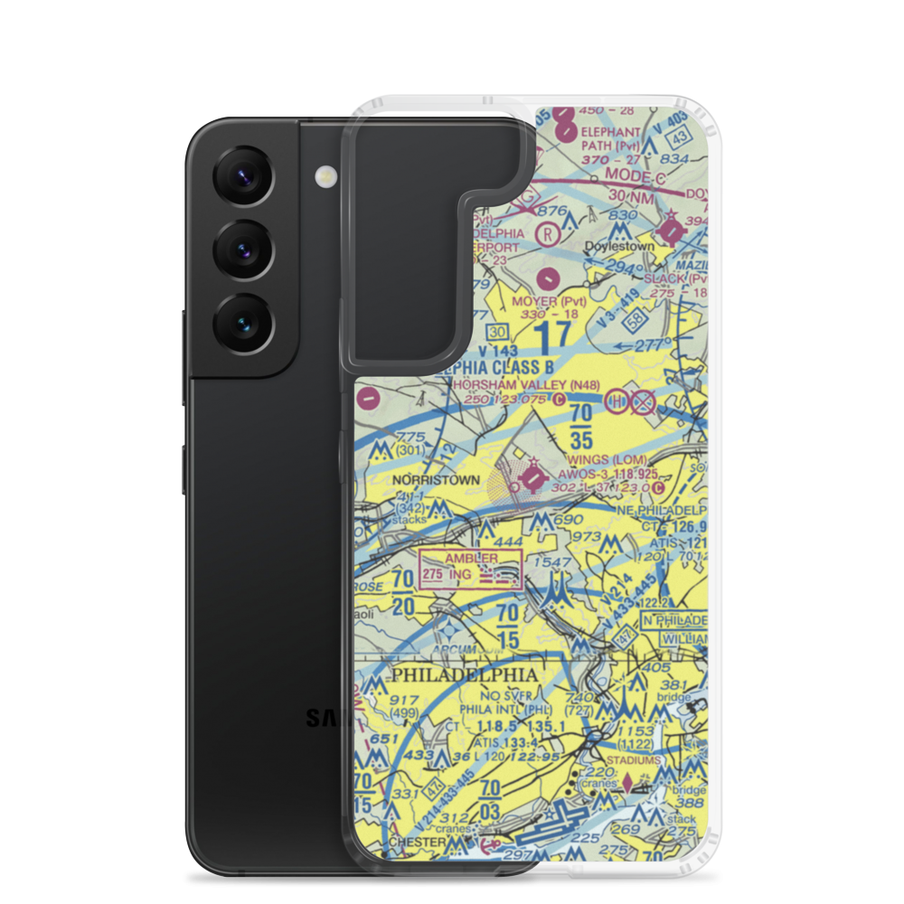 Wings Field (LOM) VFR Sectional Samsung Case Samsung Galaxy S22 model shown