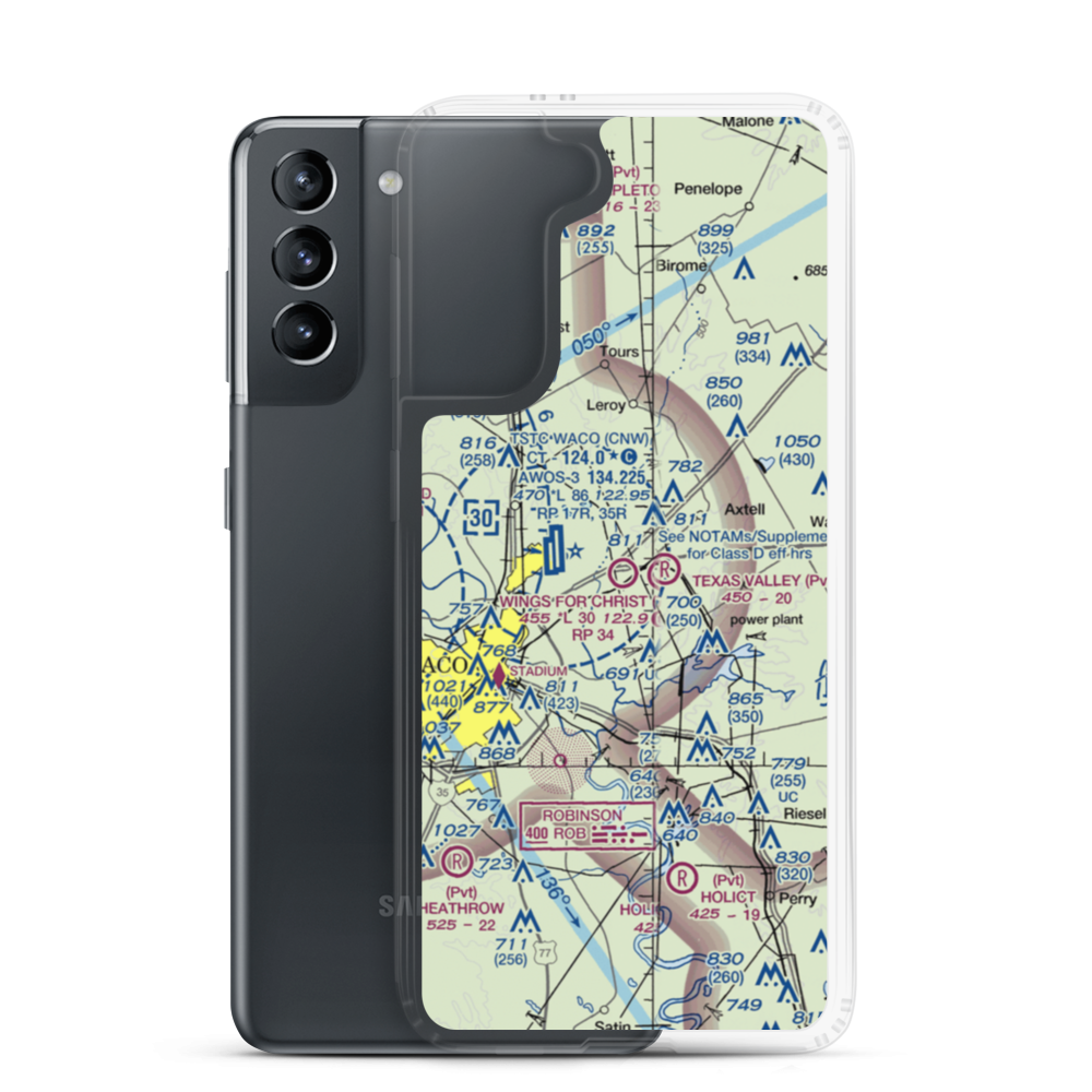 Wings For Christ International Flight Academy Airport (73F) VFR Sectional Samsung Case Samsung Galaxy S21 model shown