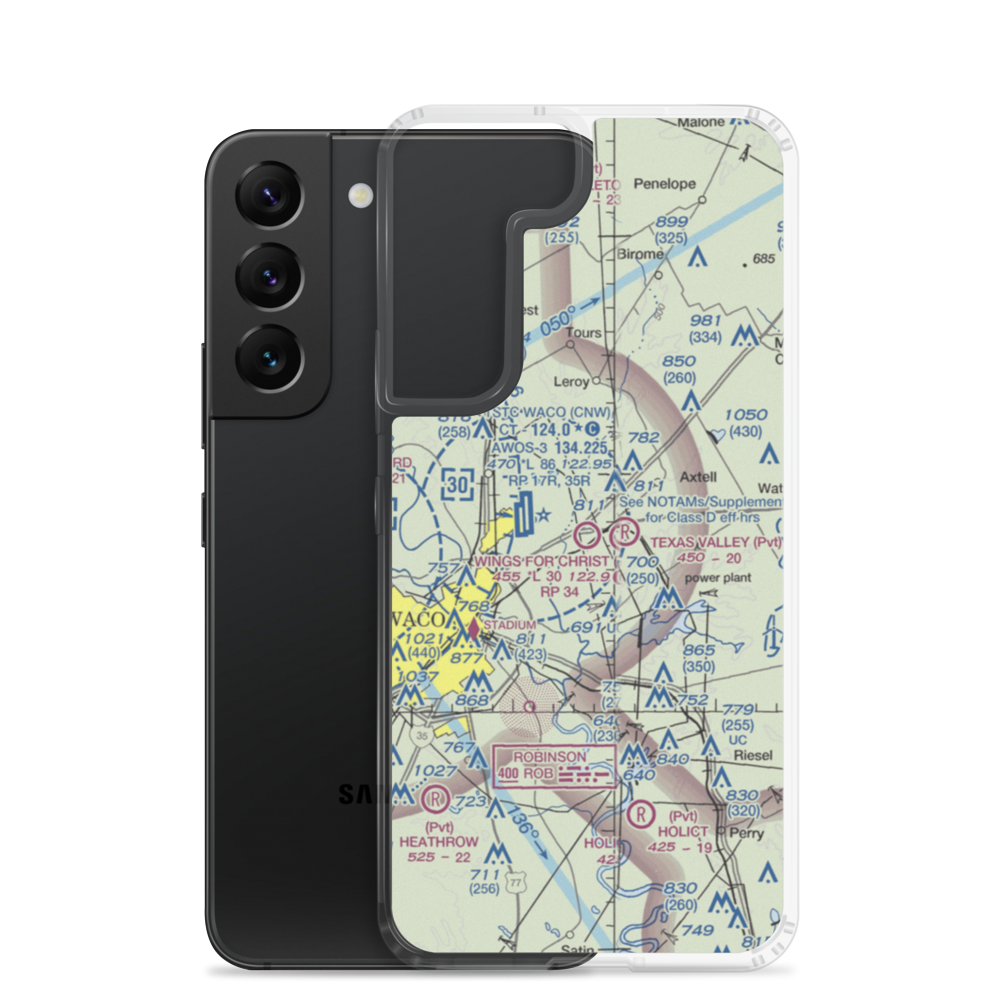 Wings For Christ International Flight Academy Airport (73F) VFR Sectional Samsung Case Samsung Galaxy S22 model shown