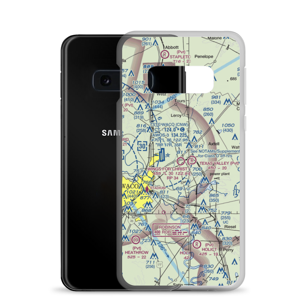 Wings For Christ International Flight Academy Airport (73F) VFR Sectional Samsung Case Samsung Galaxy S10e model shown