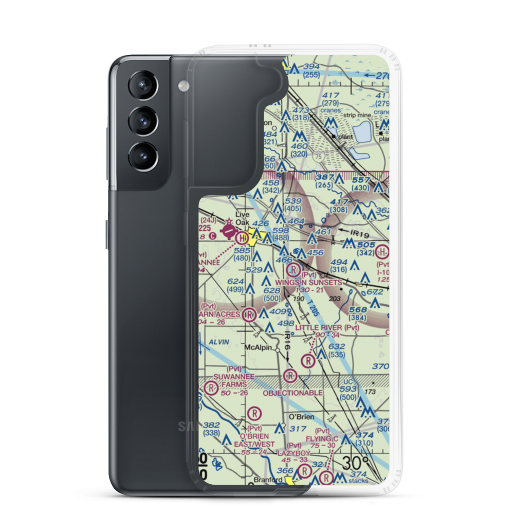 Wings N Sunsets LLC Airport (FL07) VFR Sectional Samsung Case Samsung Galaxy S21 model shown
