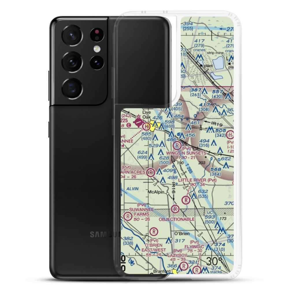 Wings N Sunsets LLC Airport (FL07) VFR Sectional Samsung Case Samsung Galaxy S21 Ultra model shown