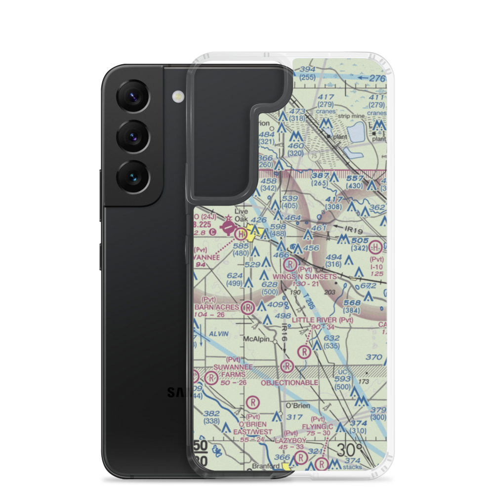 Wings N Sunsets LLC Airport (FL07) VFR Sectional Samsung Case Samsung Galaxy S22 model shown