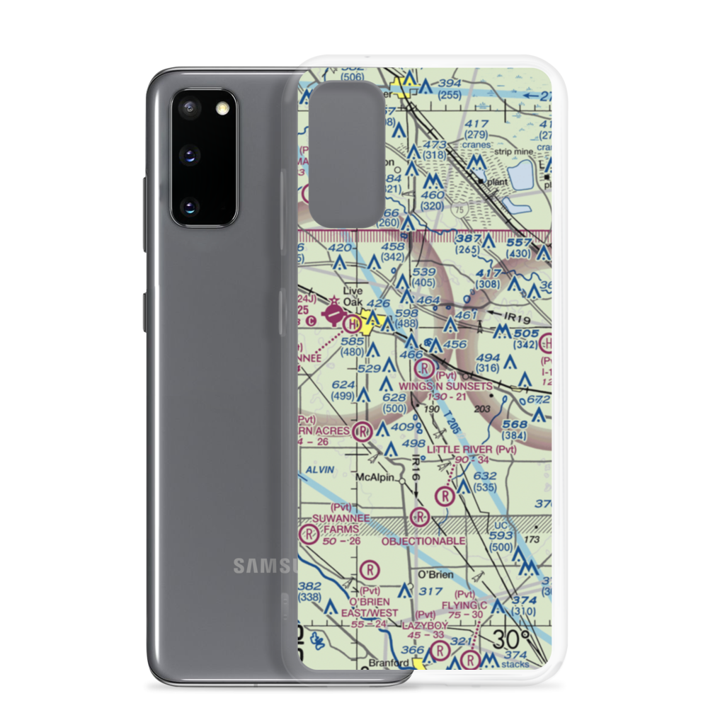 Wings N Sunsets LLC Airport (FL07) VFR Sectional Samsung Case Samsung Galaxy S20 model shown