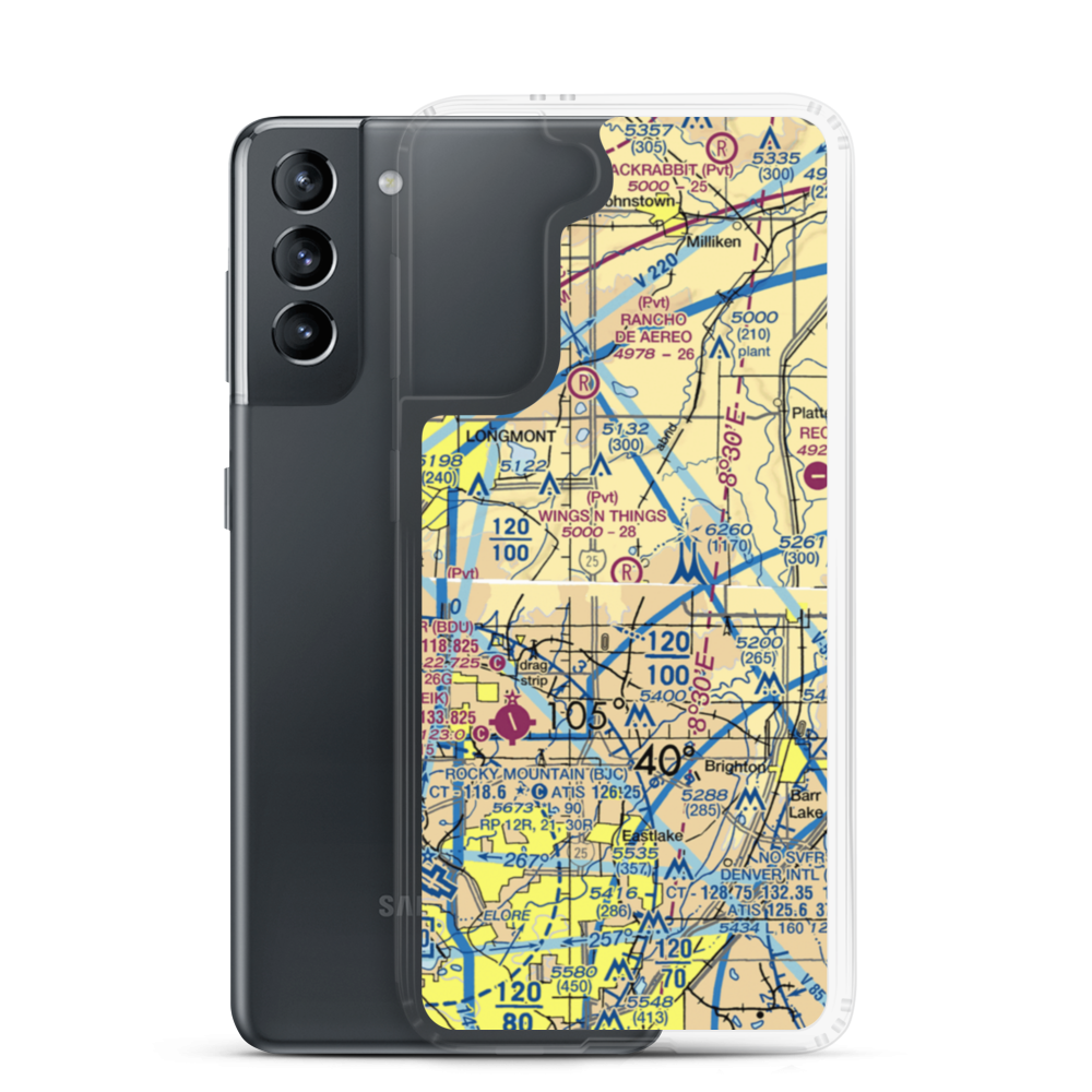 Wings N Things Airpark & Museum Airport (CO58) VFR Sectional Samsung Case Samsung Galaxy S21 model shown