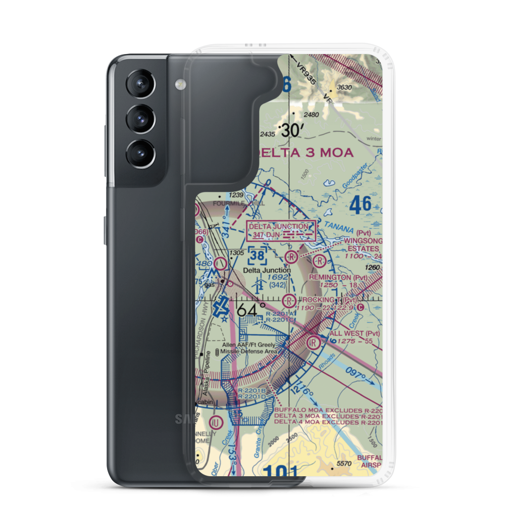 Wingsong Estates Airport (AK09) VFR Sectional Samsung Case Samsung Galaxy S21 model shown