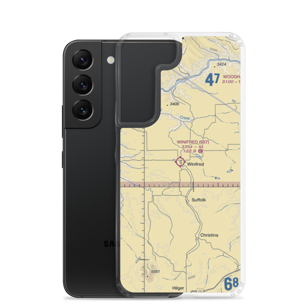Winifred Airport (9S7) VFR Sectional Samsung Case Samsung Galaxy S22 model shown