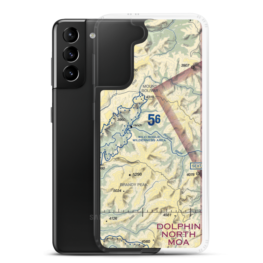 Winkle Bar Airport (OR74) VFR Sectional Samsung Case Samsung Galaxy S21 Plus model shown