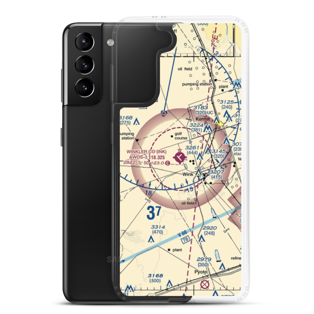 Winkler County Airport (INK) VFR Sectional Samsung Case Samsung Galaxy S21 Plus model shown