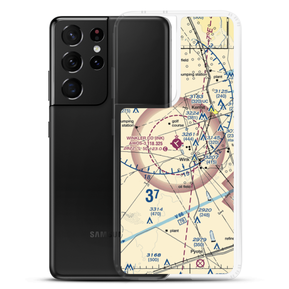 Winkler County Airport (INK) VFR Sectional Samsung Case Samsung Galaxy S21 Ultra model shown