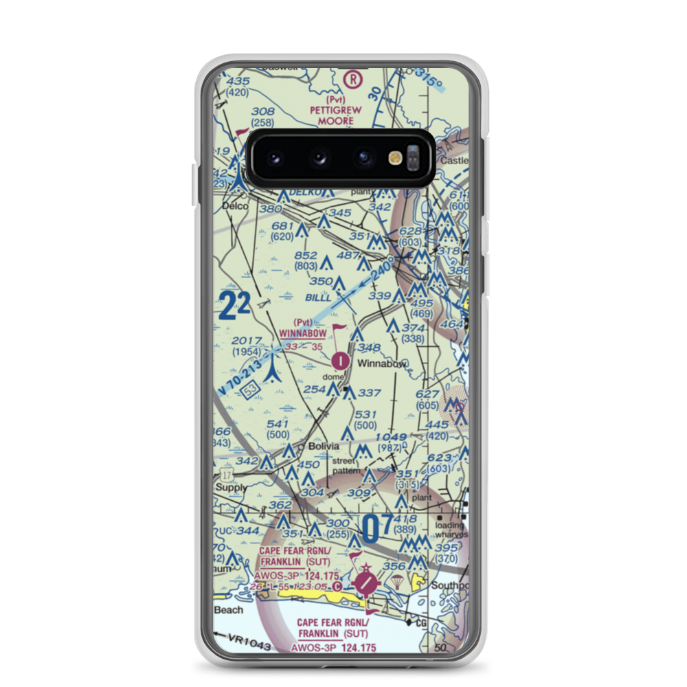 Winnabow Airport (77NC) VFR Sectional Samsung Case Samsung Galaxy S10 model shown