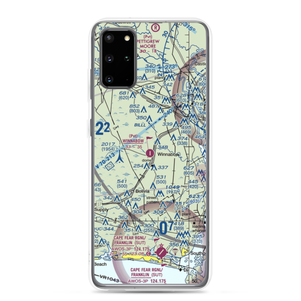 Winnabow Airport (77NC) VFR Sectional Samsung Case Samsung Galaxy S20 Plus model shown