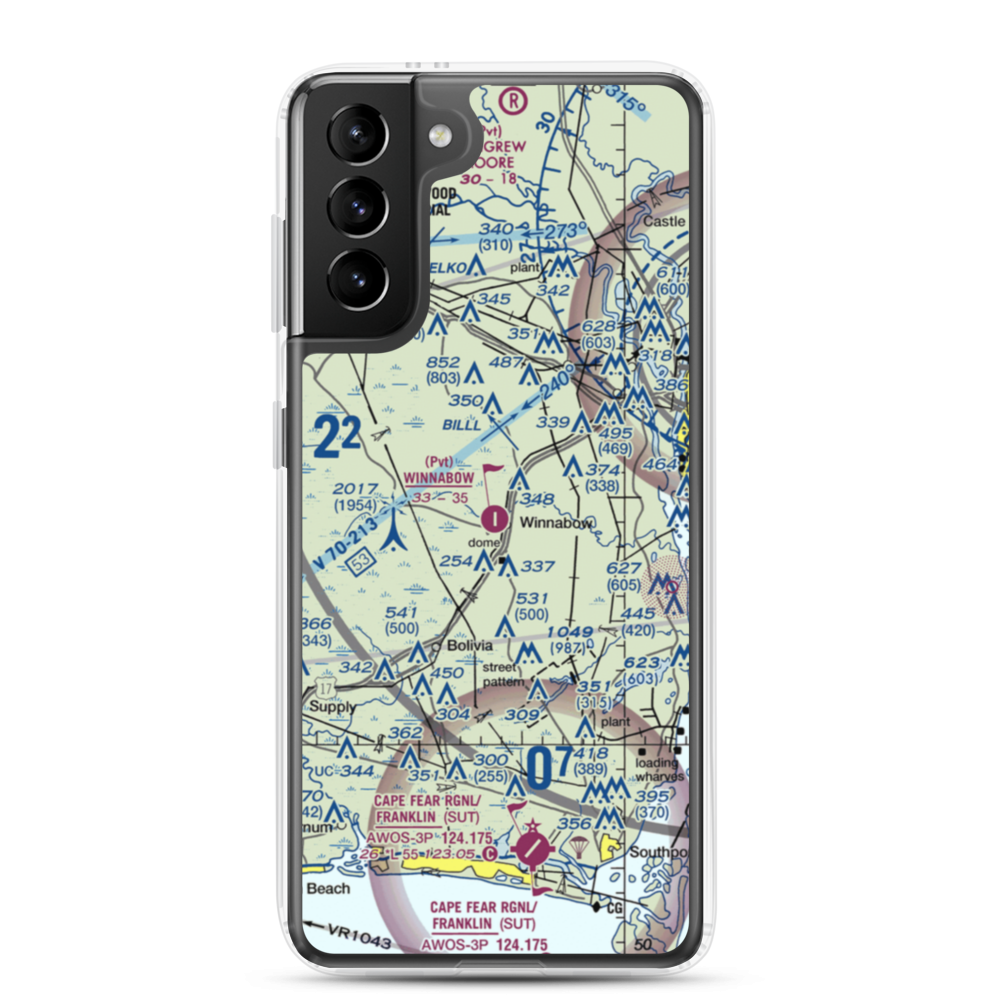 Winnabow Airport (77NC) VFR Sectional Samsung Case Samsung Galaxy S21 Plus model shown