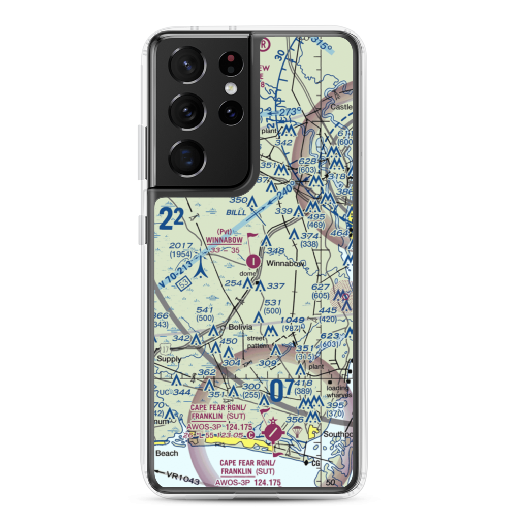 Winnabow Airport (77NC) VFR Sectional Samsung Case Samsung Galaxy S21 Ultra model shown