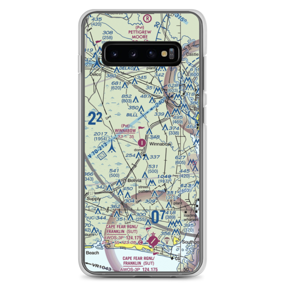 Winnabow Airport (77NC) VFR Sectional Samsung Case Samsung Galaxy S10+ model shown