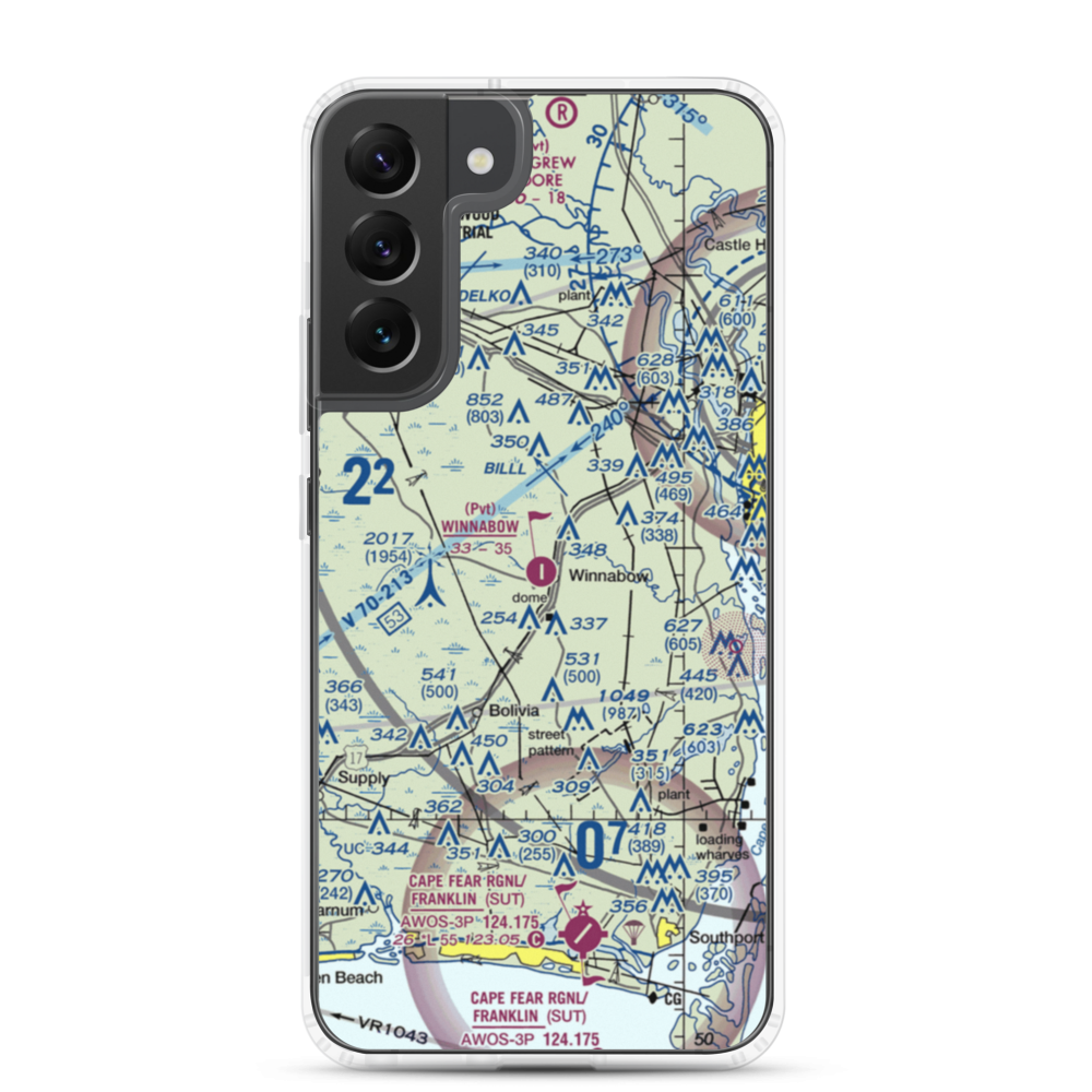Winnabow Airport (77NC) VFR Sectional Samsung Case Samsung Galaxy S22 Plus model shown