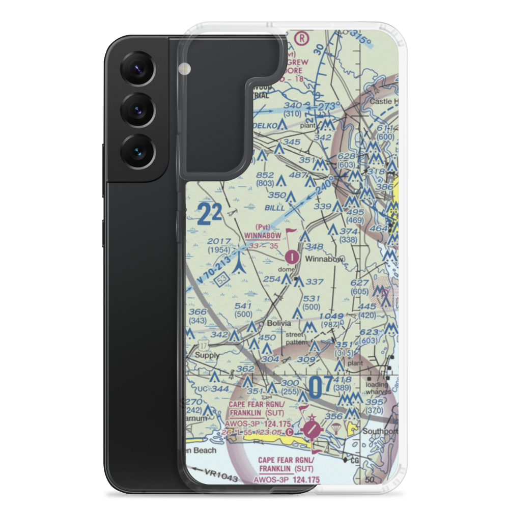 Winnabow Airport (77NC) VFR Sectional Samsung Case Samsung Galaxy S22 Plus model shown
