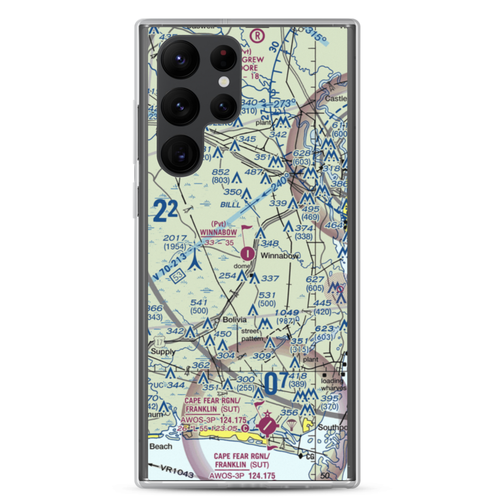 Winnabow Airport (77NC) VFR Sectional Samsung Case Samsung Galaxy S22 Ultra model shown