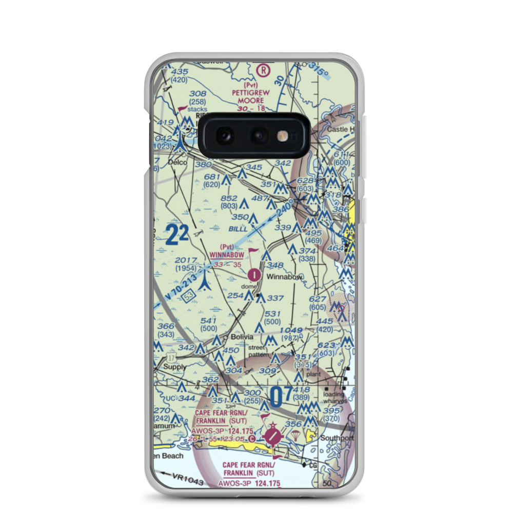 Winnabow Airport (77NC) VFR Sectional Samsung Case Samsung Galaxy S10e model shown