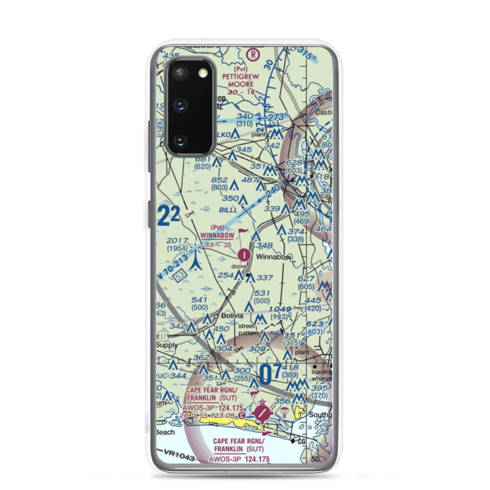 Winnabow Airport (77NC) VFR Sectional Samsung Case Samsung Galaxy S20 model shown