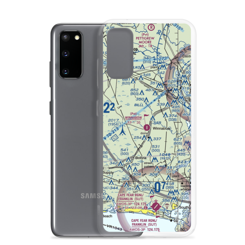 Winnabow Airport (77NC) VFR Sectional Samsung Case Samsung Galaxy S20 model shown