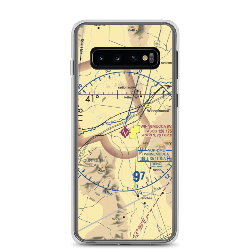 Winnemucca Municipal Airport (WMC) VFR Sectional Samsung Case Samsung Galaxy S10 model shown