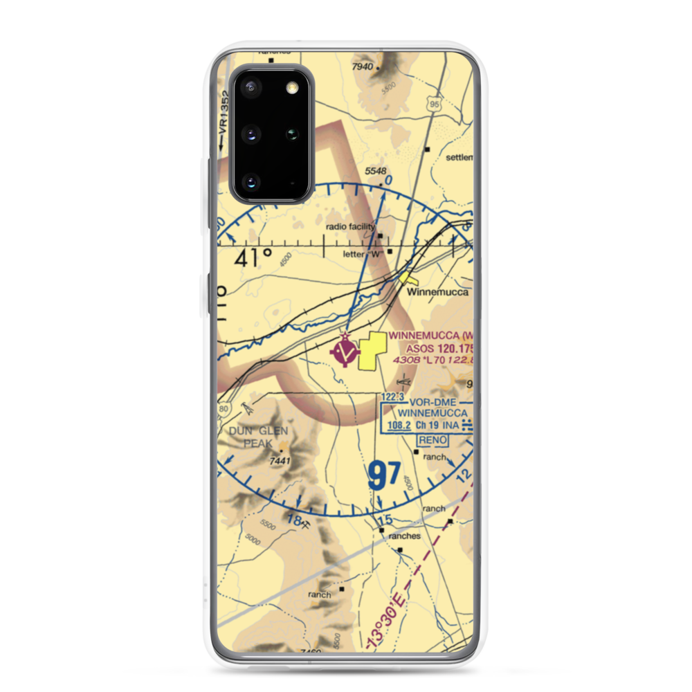 Winnemucca Municipal Airport (WMC) VFR Sectional Samsung Case Samsung Galaxy S20 Plus model shown