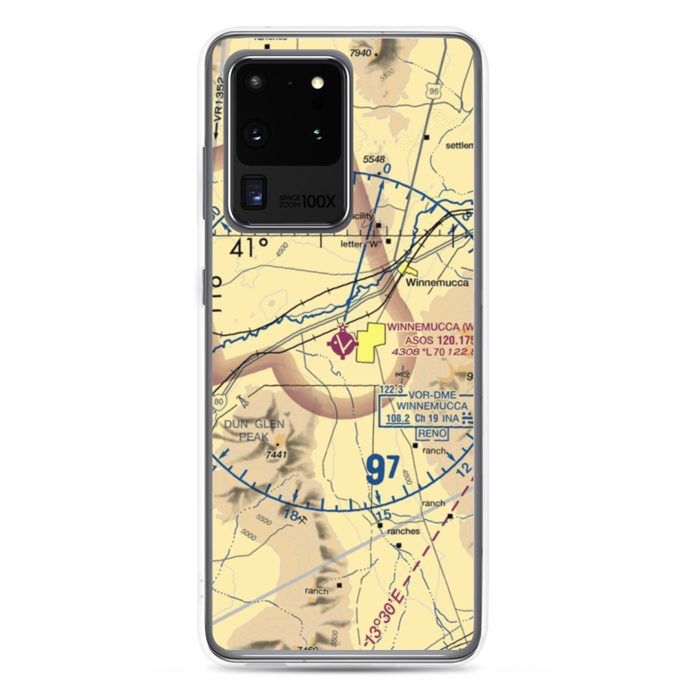 Winnemucca Municipal Airport (WMC) VFR Sectional Samsung Case Samsung Galaxy S20 Ultra model shown