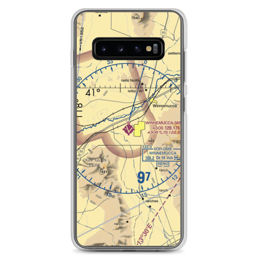 Winnemucca Municipal Airport (WMC) VFR Sectional Samsung Case Samsung Galaxy S10+ model shown