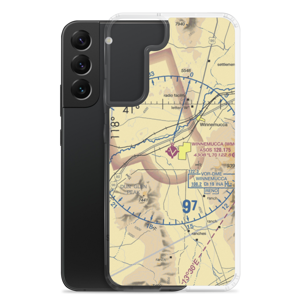 Winnemucca Municipal Airport (WMC) VFR Sectional Samsung Case Samsung Galaxy S22 Plus model shown