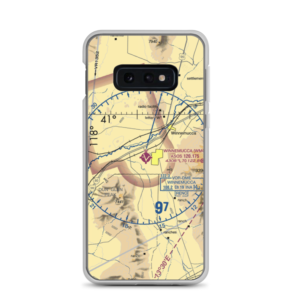 Winnemucca Municipal Airport (WMC) VFR Sectional Samsung Case Samsung Galaxy S10e model shown