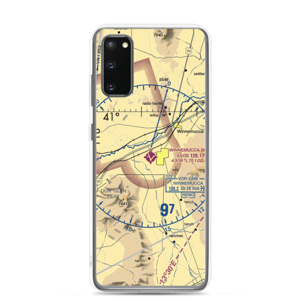 Winnemucca Municipal Airport (WMC) VFR Sectional Samsung Case Samsung Galaxy S20 model shown