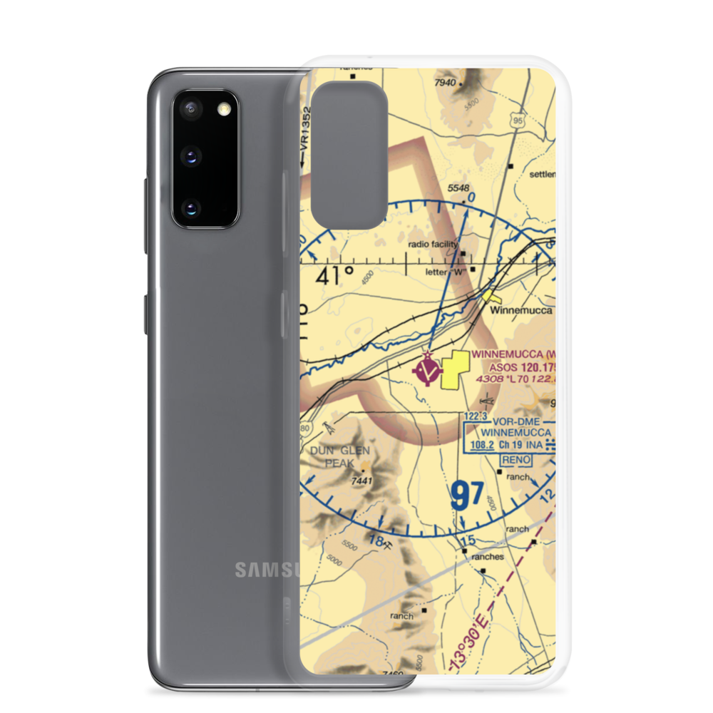 Winnemucca Municipal Airport (WMC) VFR Sectional Samsung Case Samsung Galaxy S20 model shown