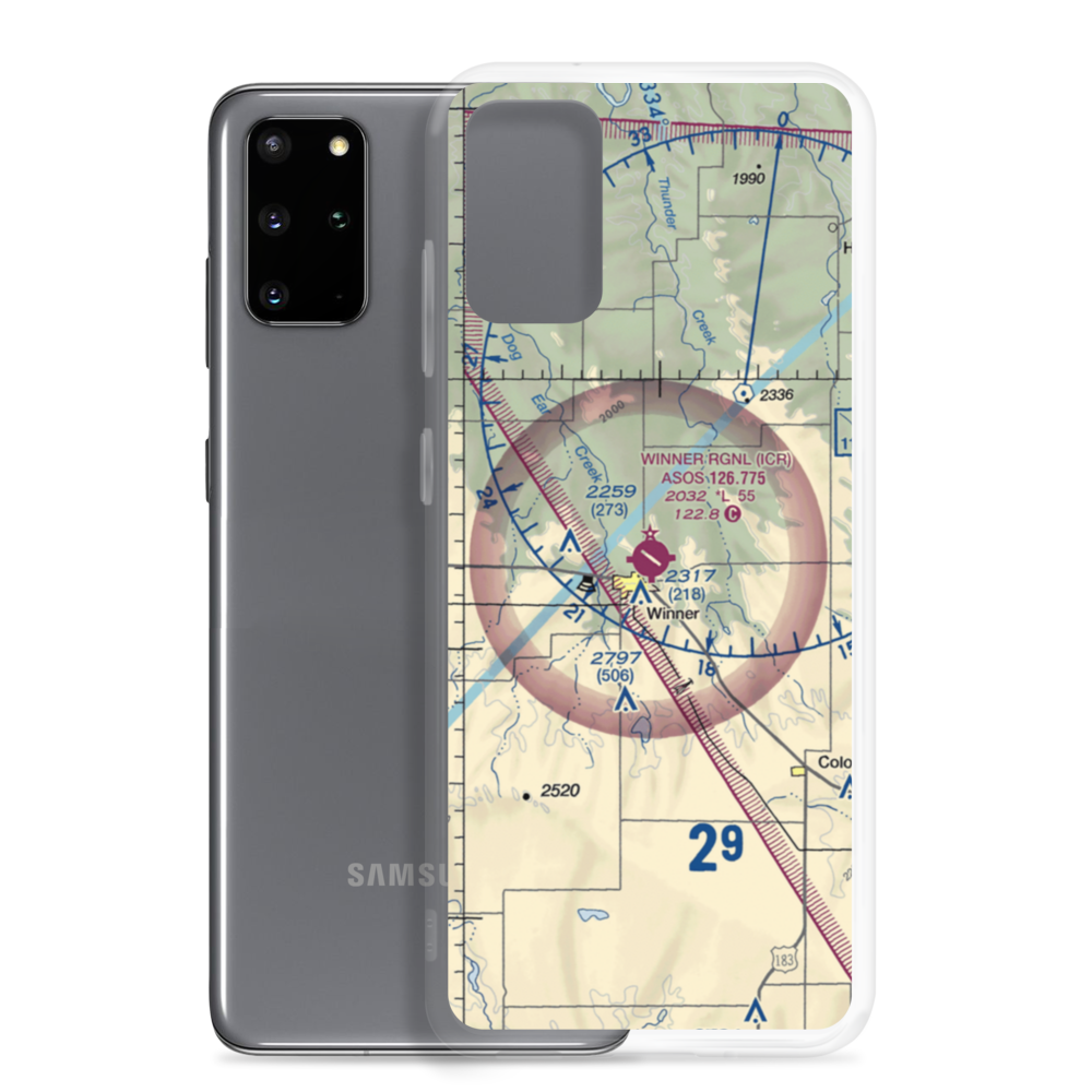 Winner Regional Airport (ICR) VFR Sectional Samsung Case Samsung Galaxy S20 Plus model shown