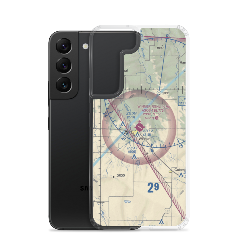 Winner Regional Airport (ICR) VFR Sectional Samsung Case Samsung Galaxy S22 model shown