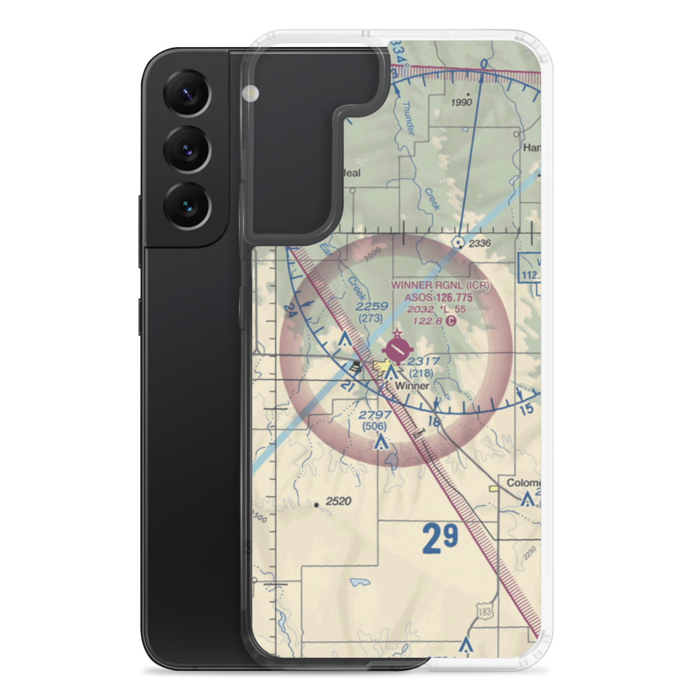Winner Regional Airport (ICR) VFR Sectional Samsung Case Samsung Galaxy S22 Plus model shown