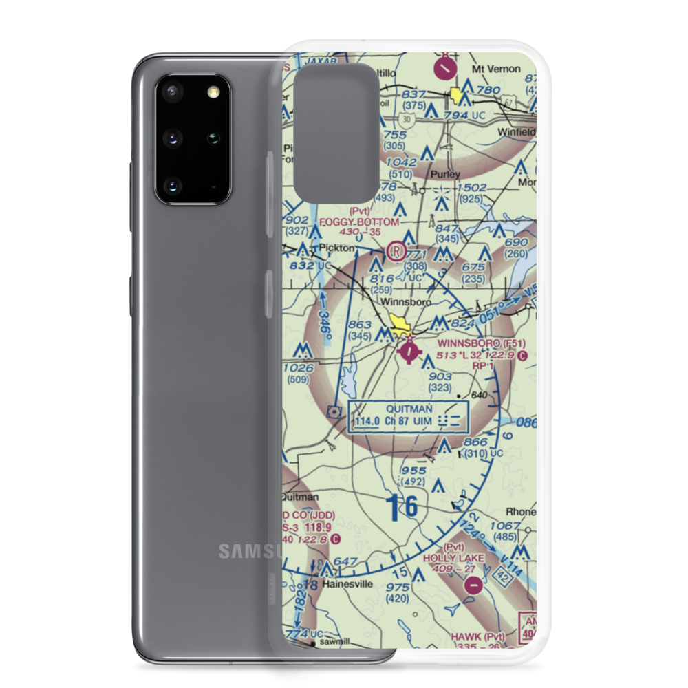 Winnsboro Municipal Airport (F51) VFR Sectional Samsung Case Samsung Galaxy S20 Plus model shown