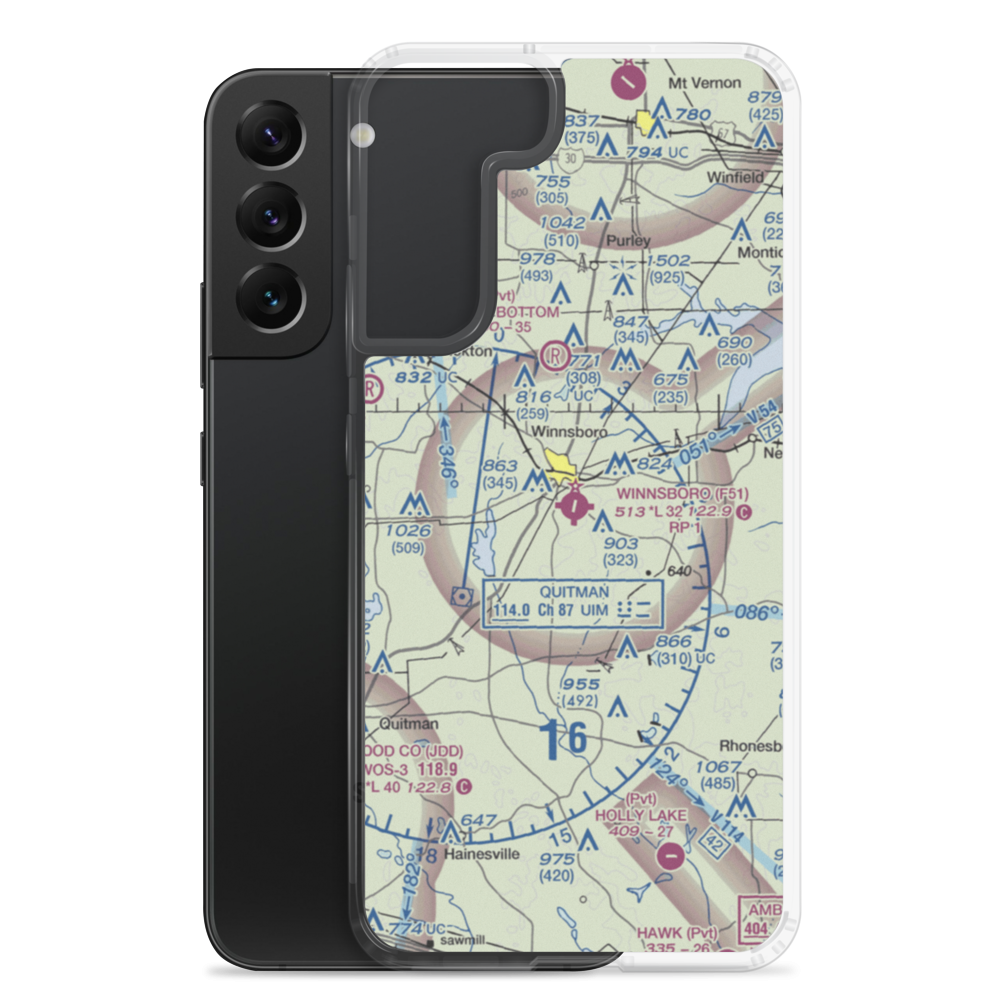 Winnsboro Municipal Airport (F51) VFR Sectional Samsung Case Samsung Galaxy S22 Plus model shown