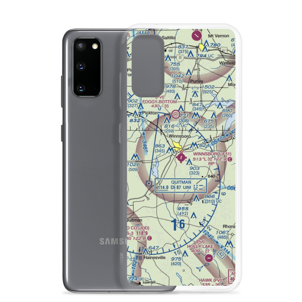 Winnsboro Municipal Airport (F51) VFR Sectional Samsung Case Samsung Galaxy S20 model shown