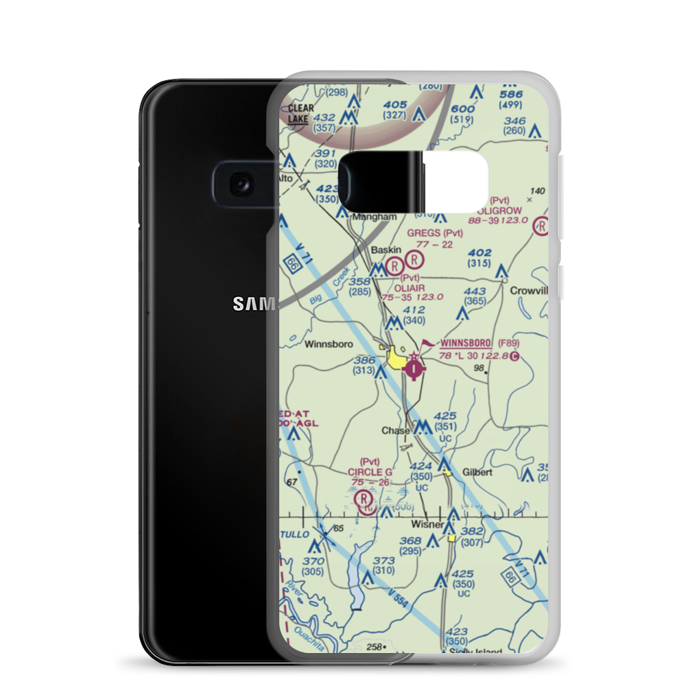 Winnsboro Municipal Airport (F89) VFR Sectional Samsung Case Samsung Galaxy S10e model shown