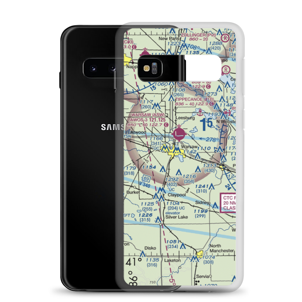 Winona Lake Seaplane Base (02D) VFR Sectional Samsung Case Samsung Galaxy S10 model shown