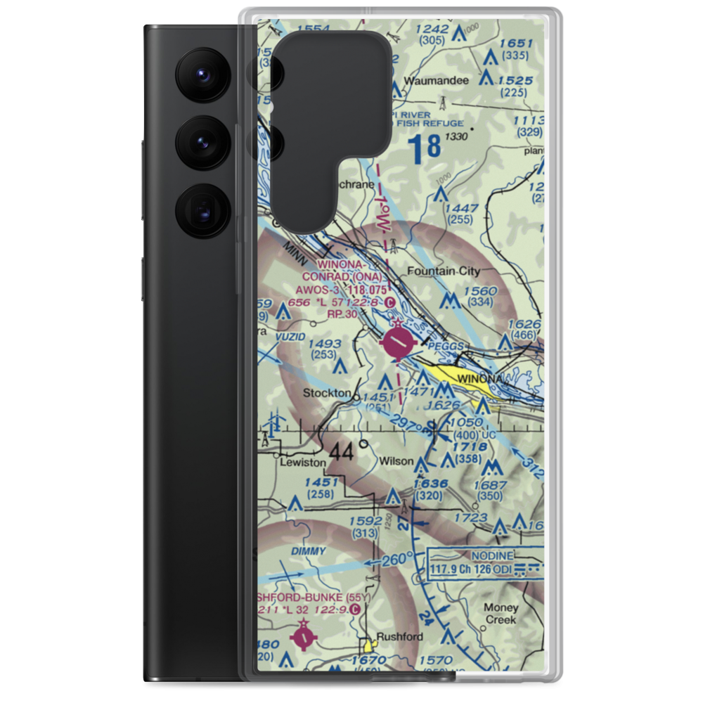 Winona Municipal-Max Conrad Field (ONA) VFR Sectional Samsung Case Samsung Galaxy S22 Ultra model shown
