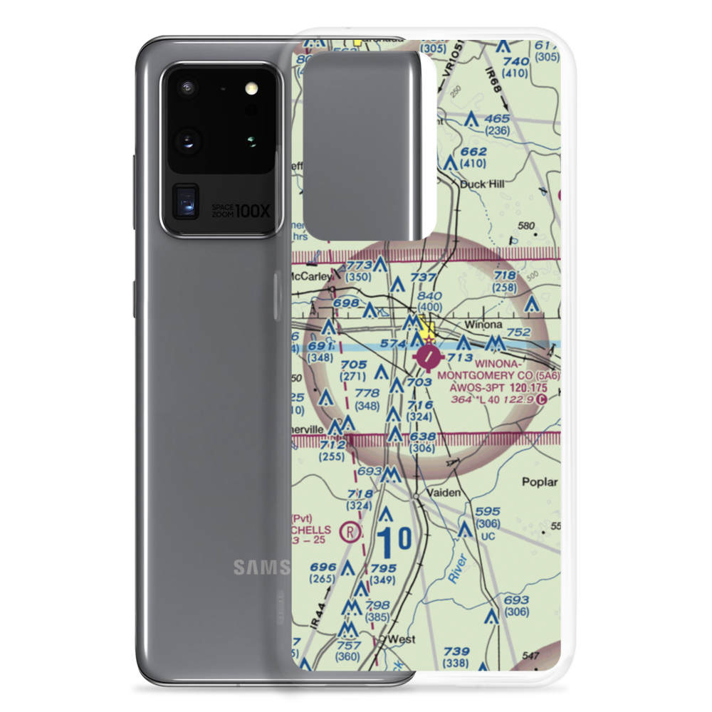 Winona–Montgomery County Airport (5A6) VFR Sectional Samsung Case Samsung Galaxy S20 Ultra model shown