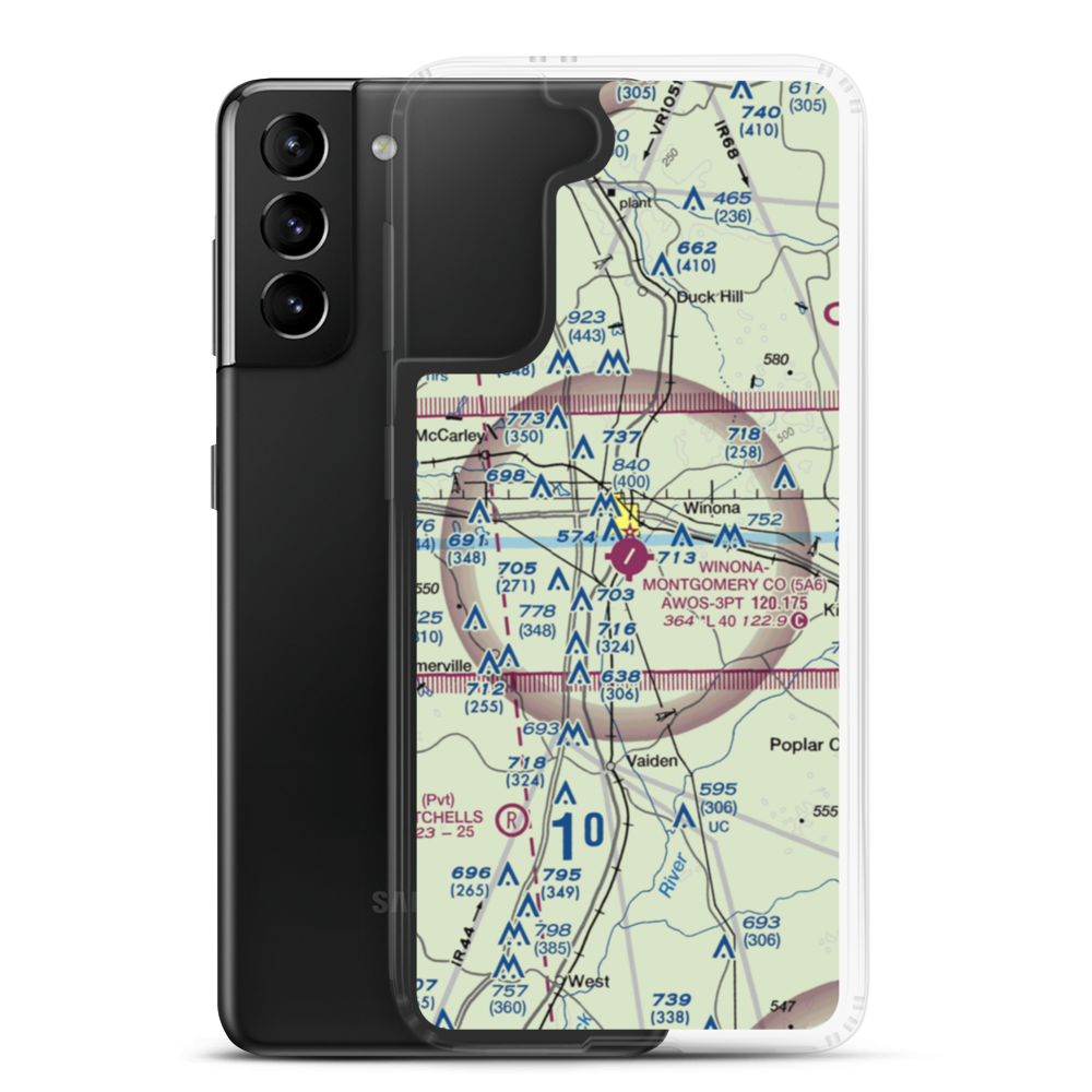 Winona–Montgomery County Airport (5A6) VFR Sectional Samsung Case Samsung Galaxy S21 Plus model shown