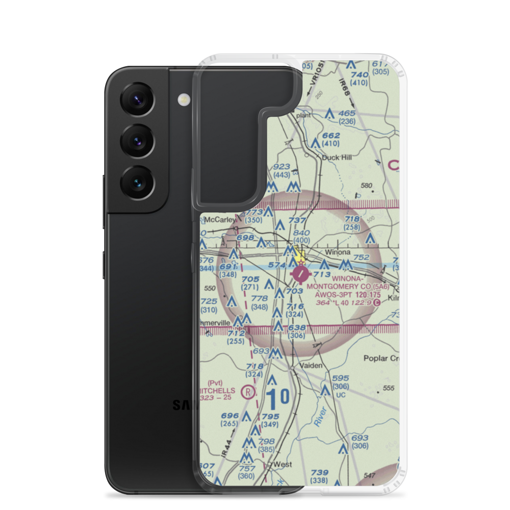 Winona–Montgomery County Airport (5A6) VFR Sectional Samsung Case Samsung Galaxy S22 model shown