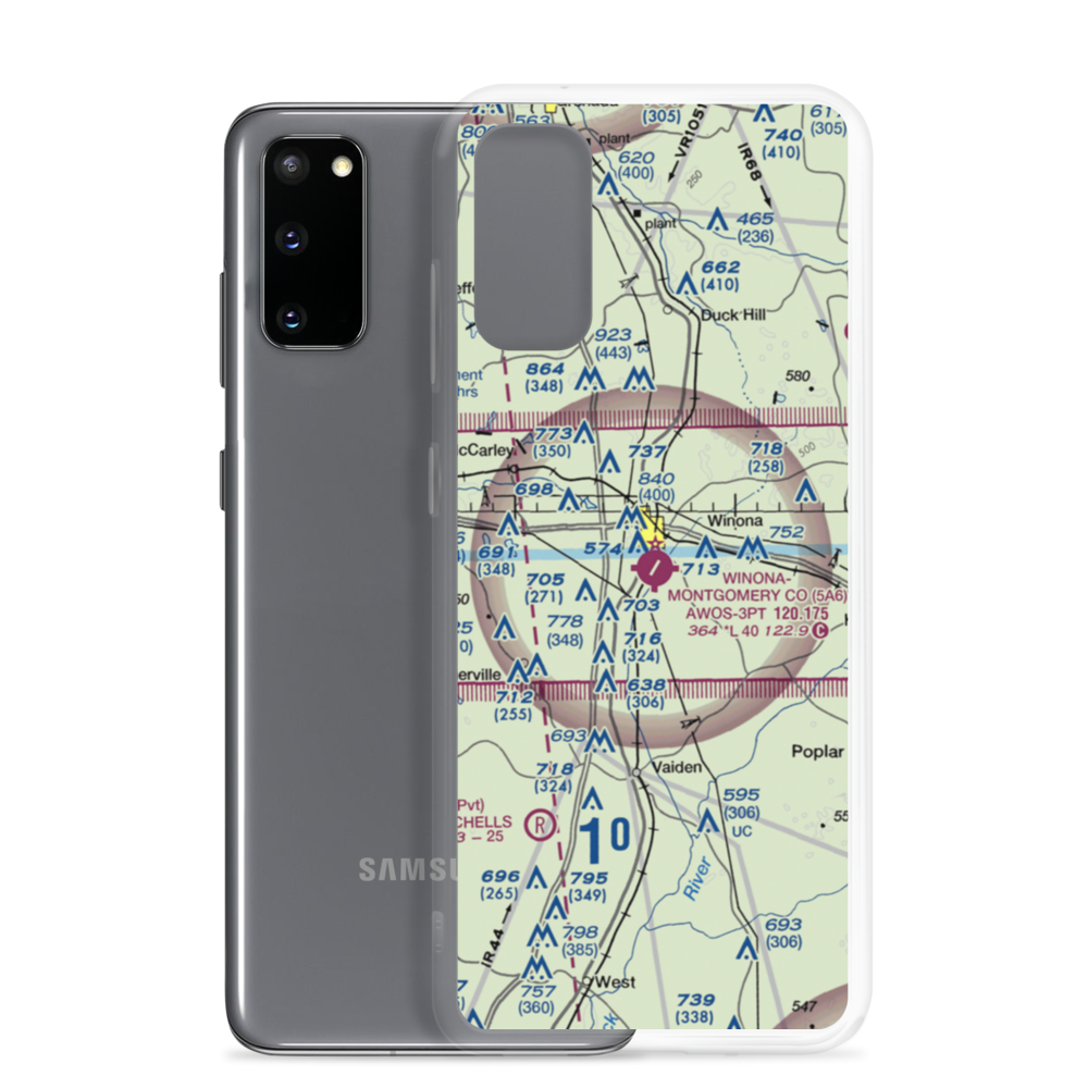Winona–Montgomery County Airport (5A6) VFR Sectional Samsung Case Samsung Galaxy S20 model shown